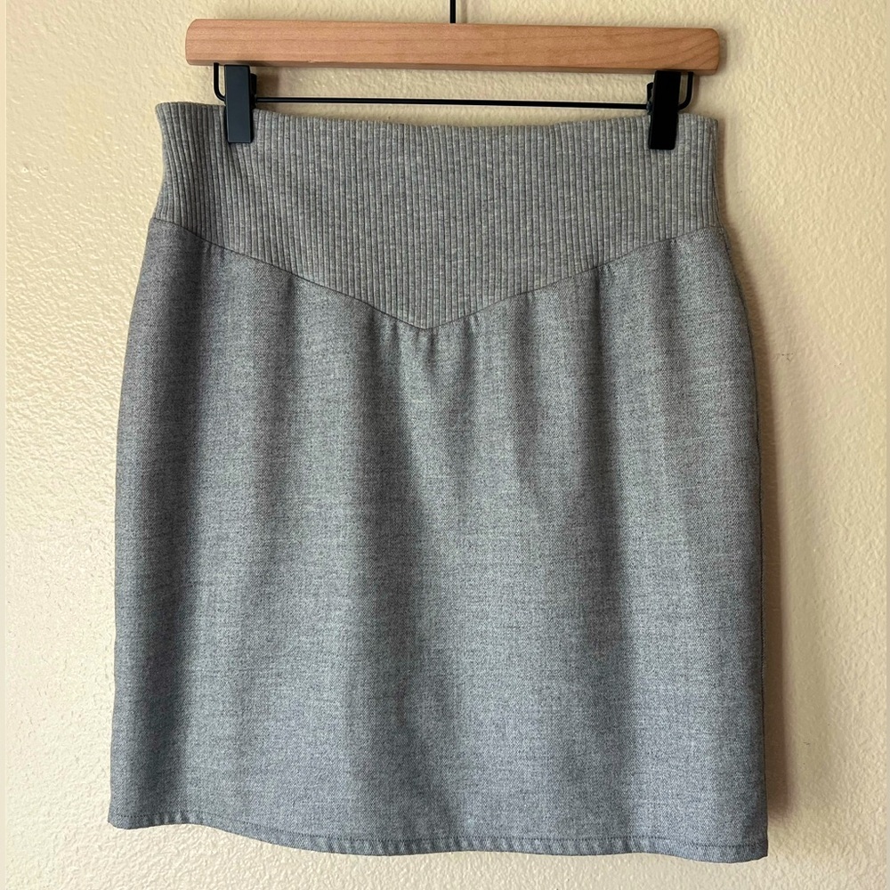 MM6 Maison Martin Margiela Gray Ribbed-Waist Mini Skirt